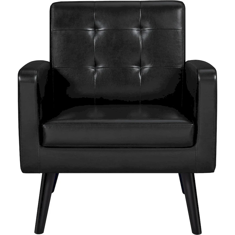 Yaheetech Modern Faux Leather Tufted Accent Chair with Solid Wood Legs - 28.52933