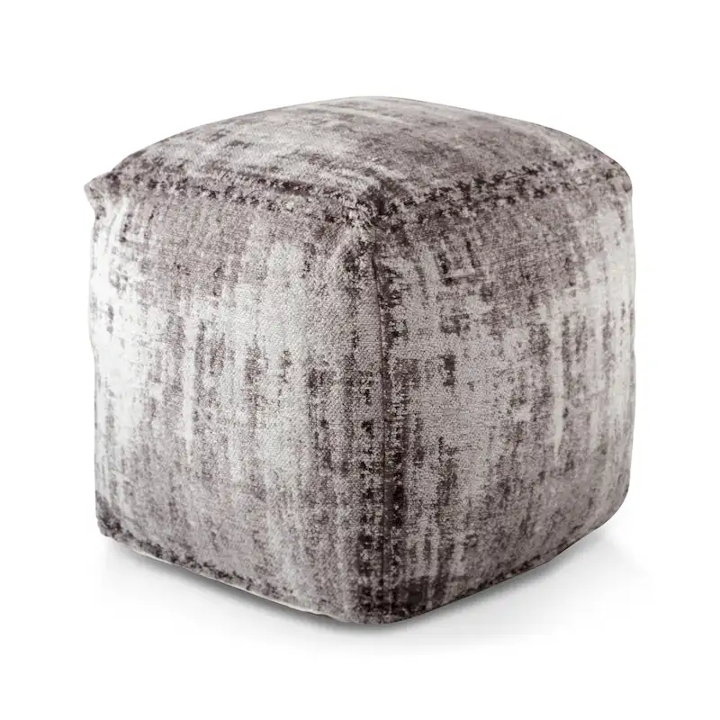 Round Pouf Ottoman, Upholstered Footrest Accent Seat for Living Room or Bedroom