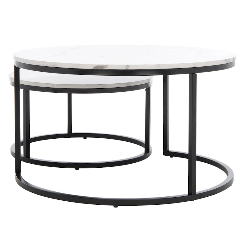 SAFAVIEH Elberta 2 Round Nesting Coffee Table - 43 L x 36 D x 18 H - 32Wx32Dx18H