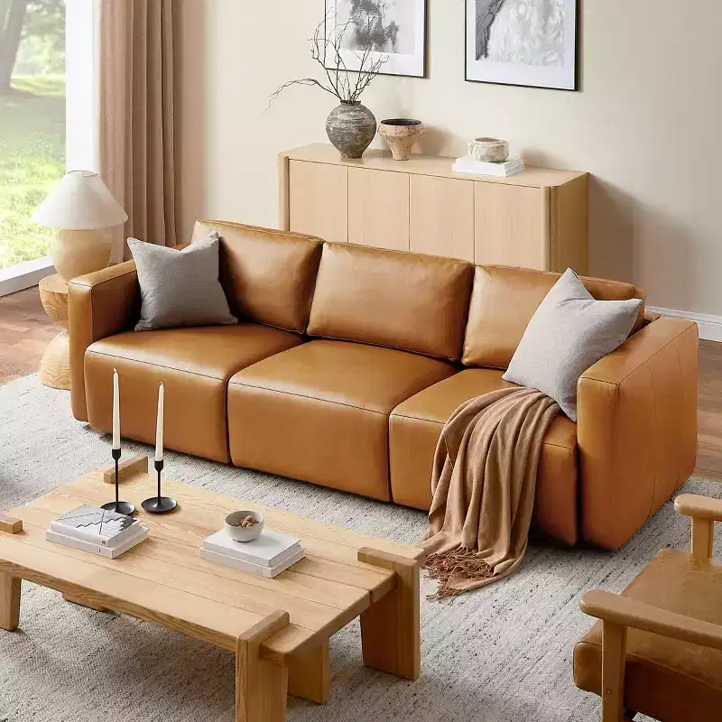 Brown / Chocolate Modular Sectional Sofa, 3-Seater, Leather Upholstered