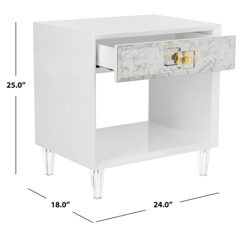 SAFAVIEH Couture Myrthe Eglomise Side Table- White - 24