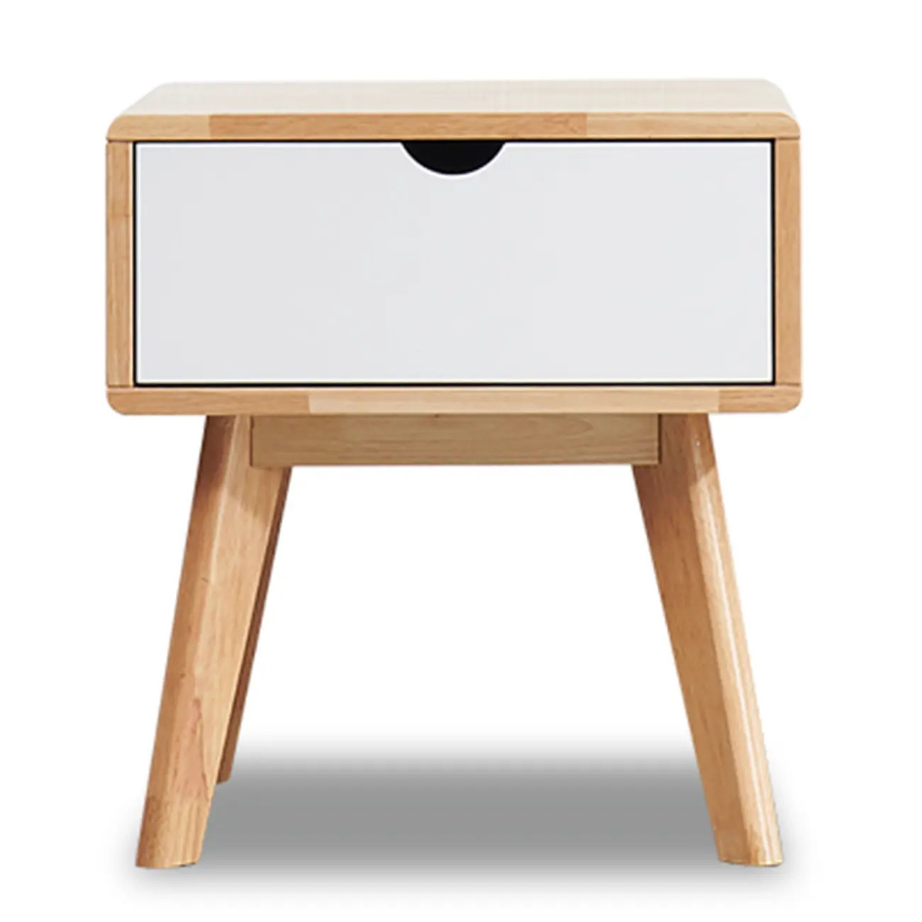 Scandinavian Rubberwood Nightstand with Drawers