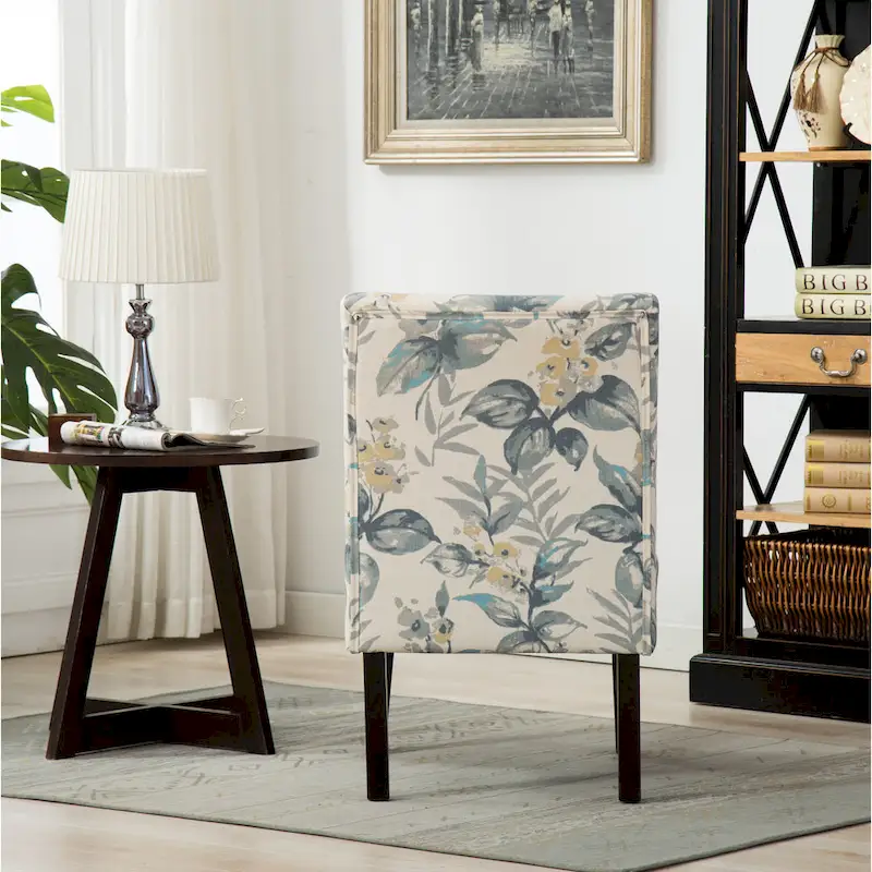 Blue Leaves 29.13 Upholstered Accent Chair