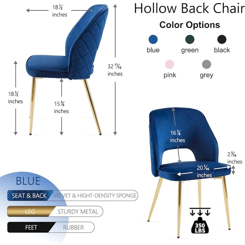 Howtai Upholstered Home Chair Hollow-Back Set of 4