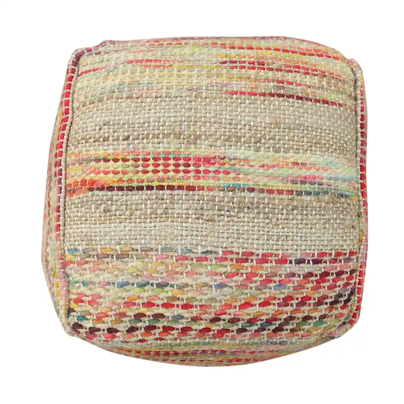Caiman Handcrafted Boho Fabric Pouf by Christopher Knight Home