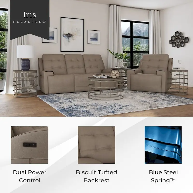 Iris Top Grain Leather Power Reclining Sofa with Power Headrests by Flexsteel