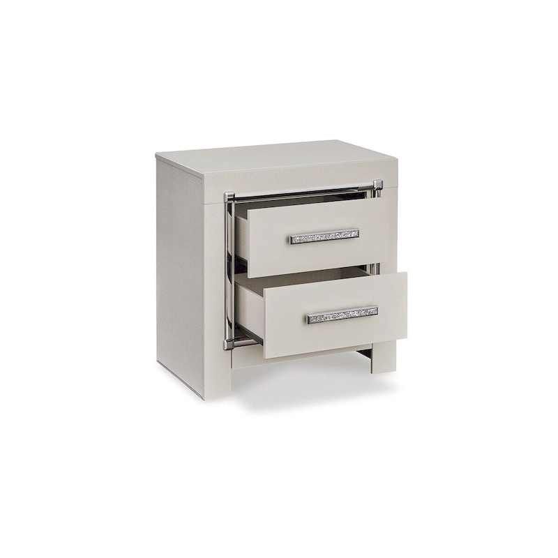 Signature Design by Ashley Zyniden Silver Upholstered Panel Headboard with 2 Nightstands