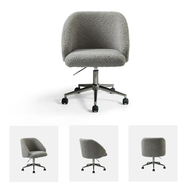 Joah Modern Boucle 360 Swivel Height Adjustable Swivel Office Chair with Rolling Wheels by HULALA HOME - N/A