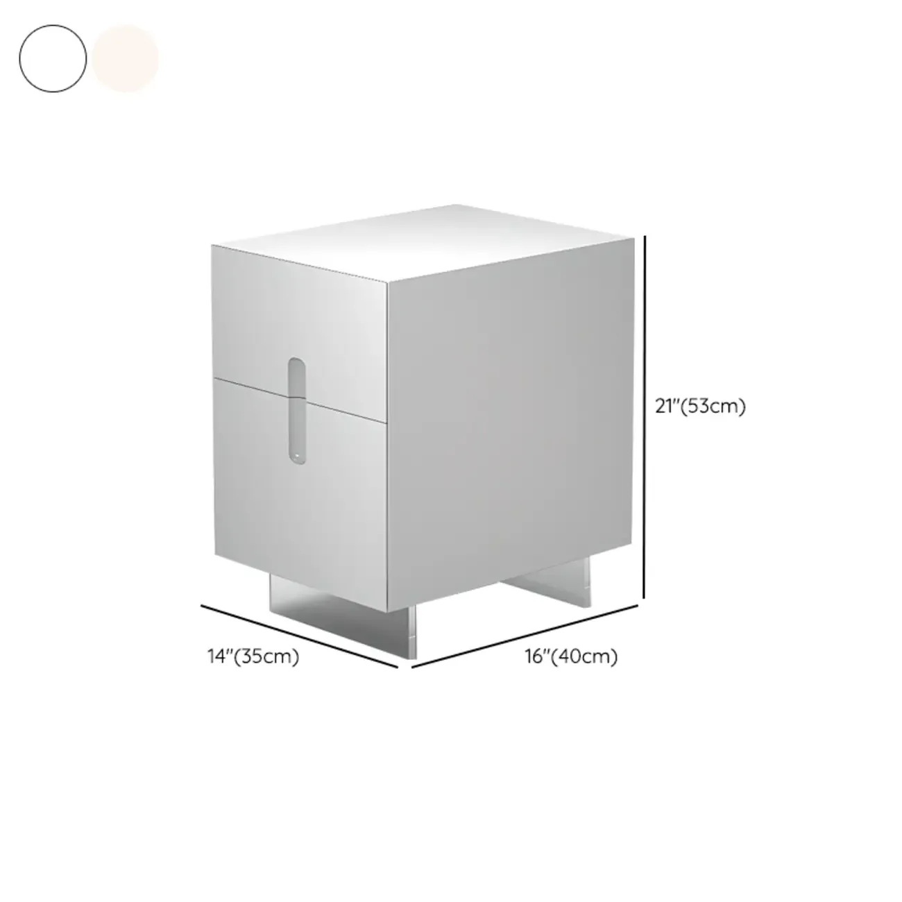 Modern White Wood Clear Base 2-Drawer Nightstand