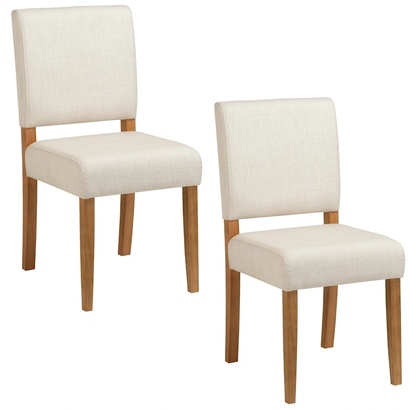 Leick Home Upholstered Back Dining Chair with Wood Base Set of 2