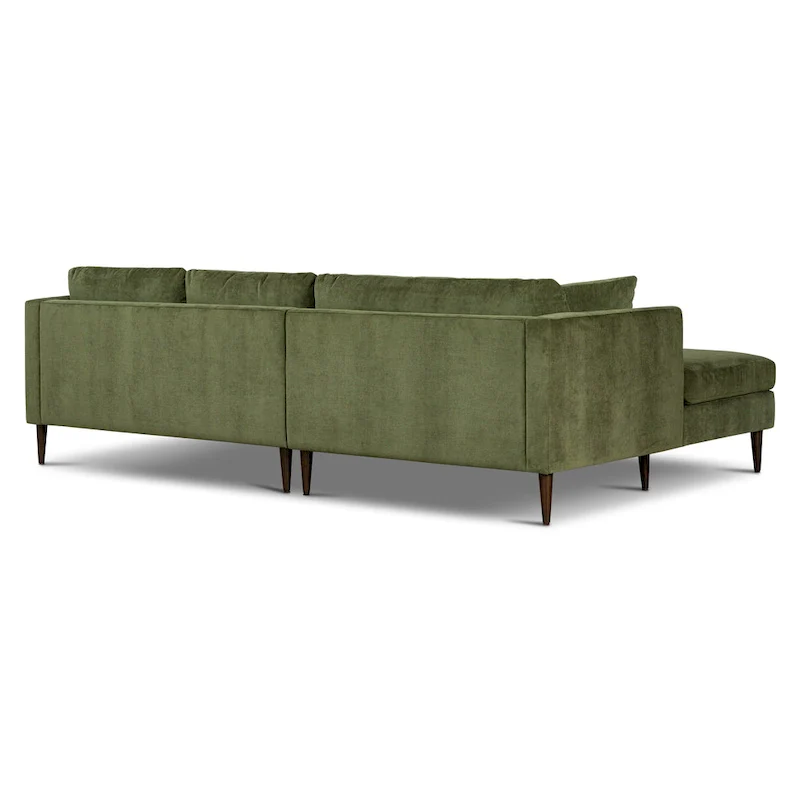 Poly & Bark Lucerne Sectional with Extra-Wide Chaise in Distressed Green Velvet