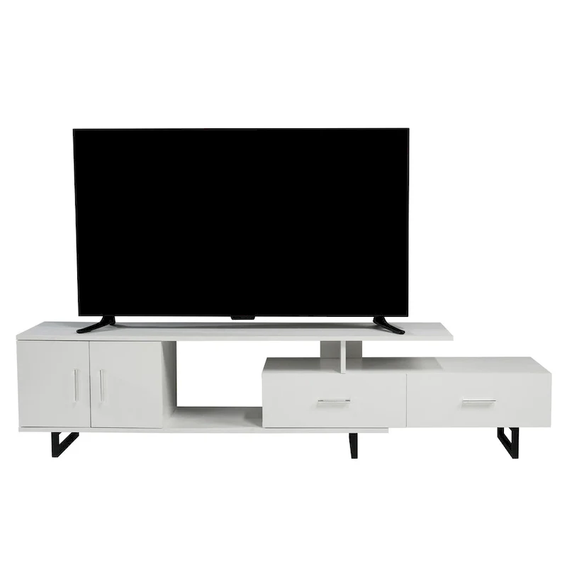 Avery 55-inch 2-Drawer 4-Shelf TV Stand in Steel