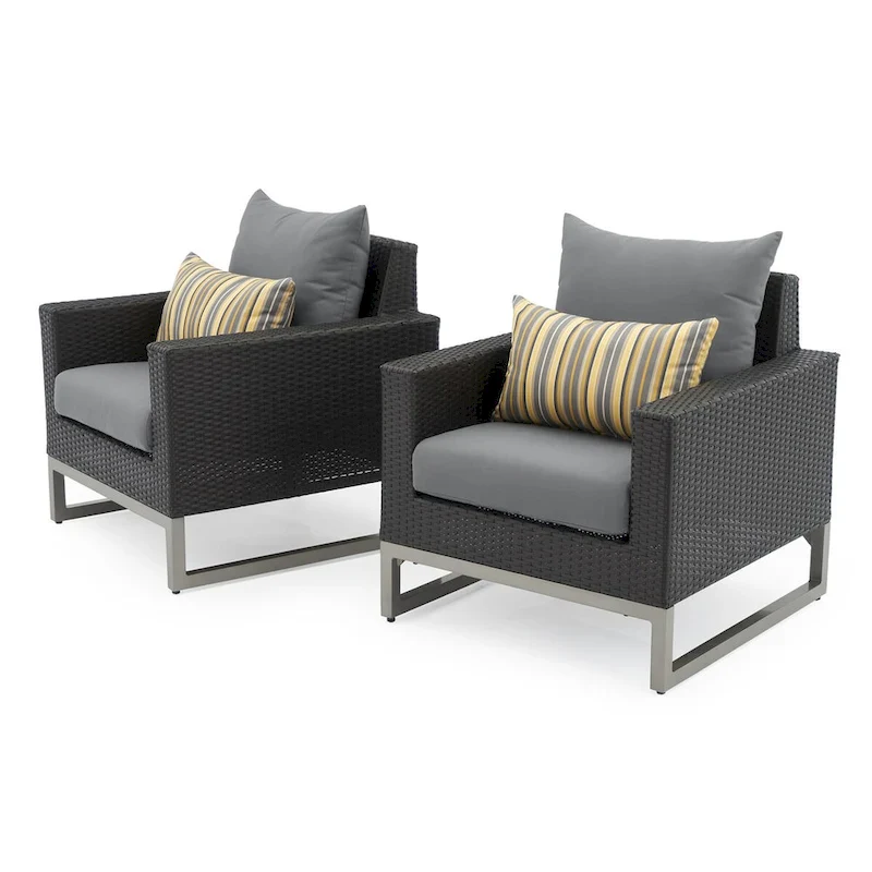 Milo Espresso 2 Piece Sunbrella Outdoor Patio Club Chairs