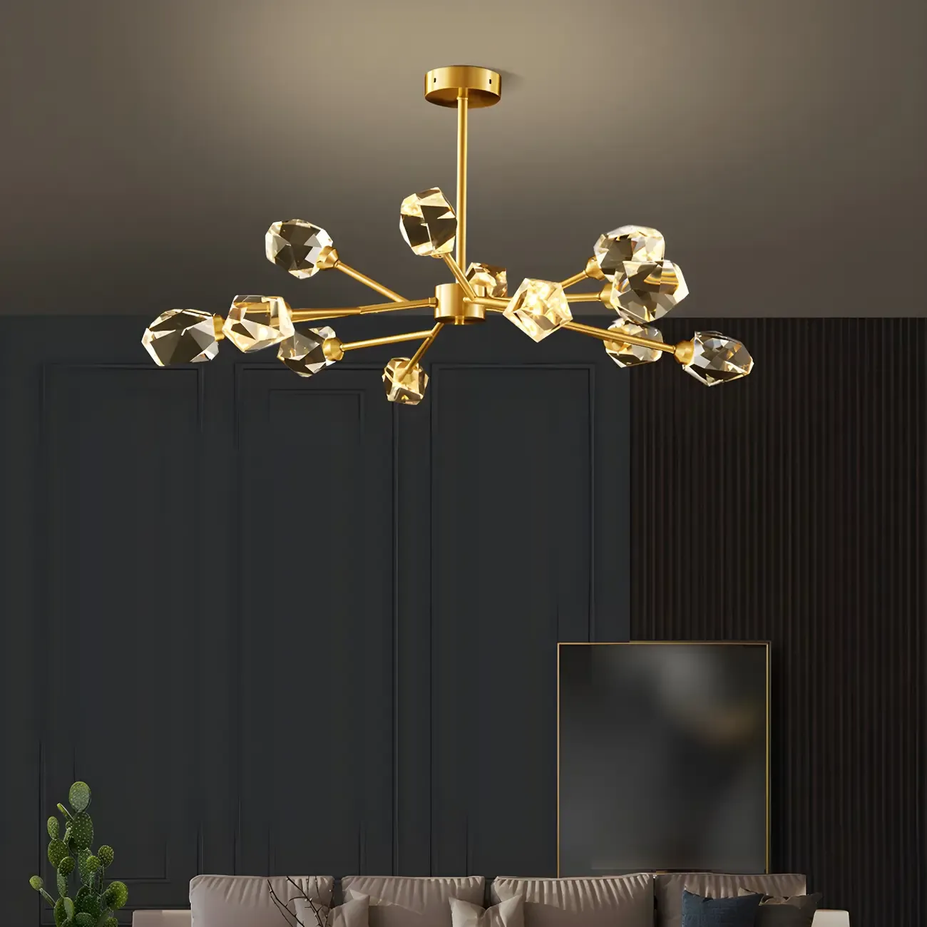 Modern Gold Sputnik Chandelier Crystal Shade