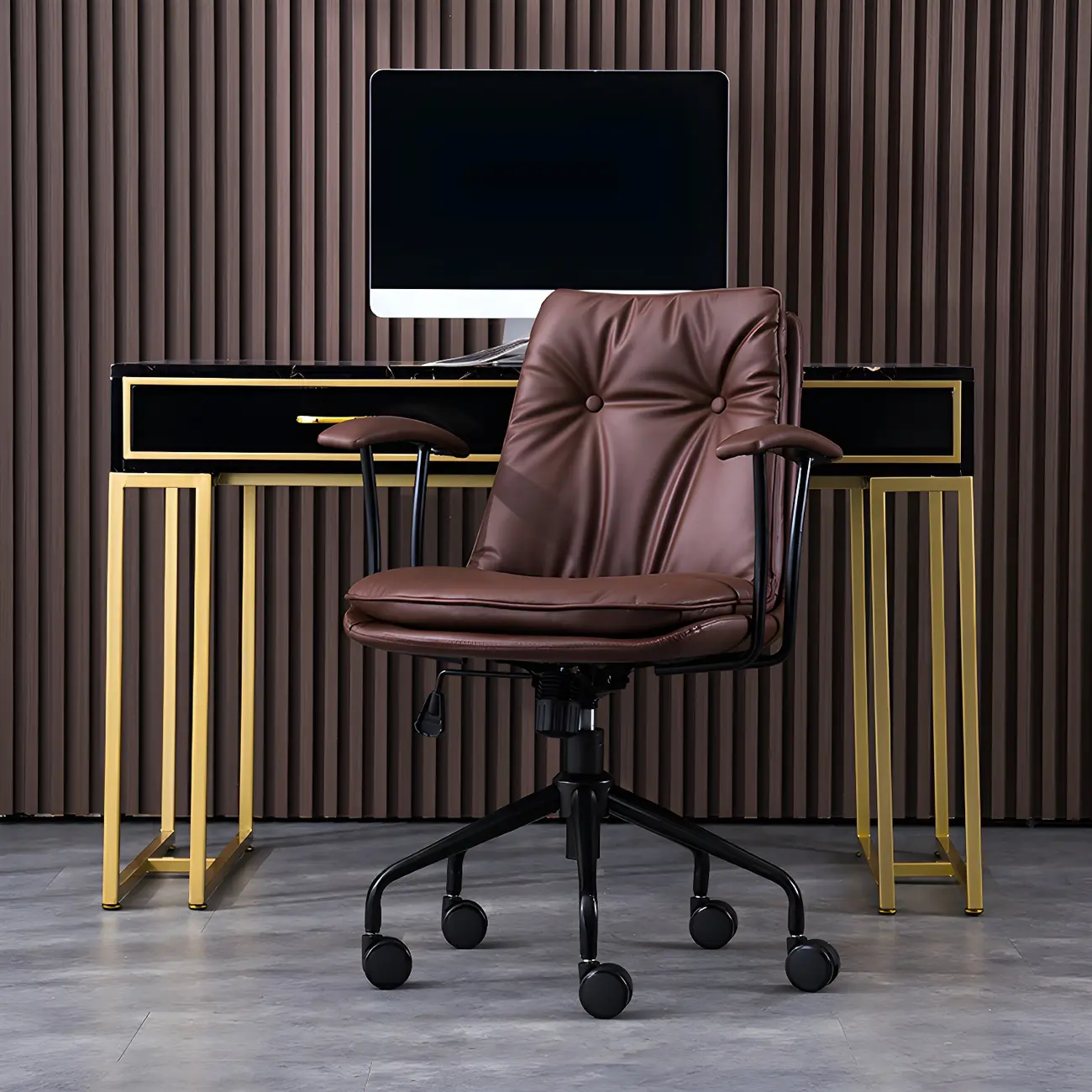 Modern Green Leather Swivel Tilt Office Chair