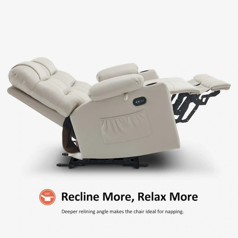 Power Recliner Loveseat, Saddle/Dark Brown/Light Grey, Heat & Massage, Seats 2