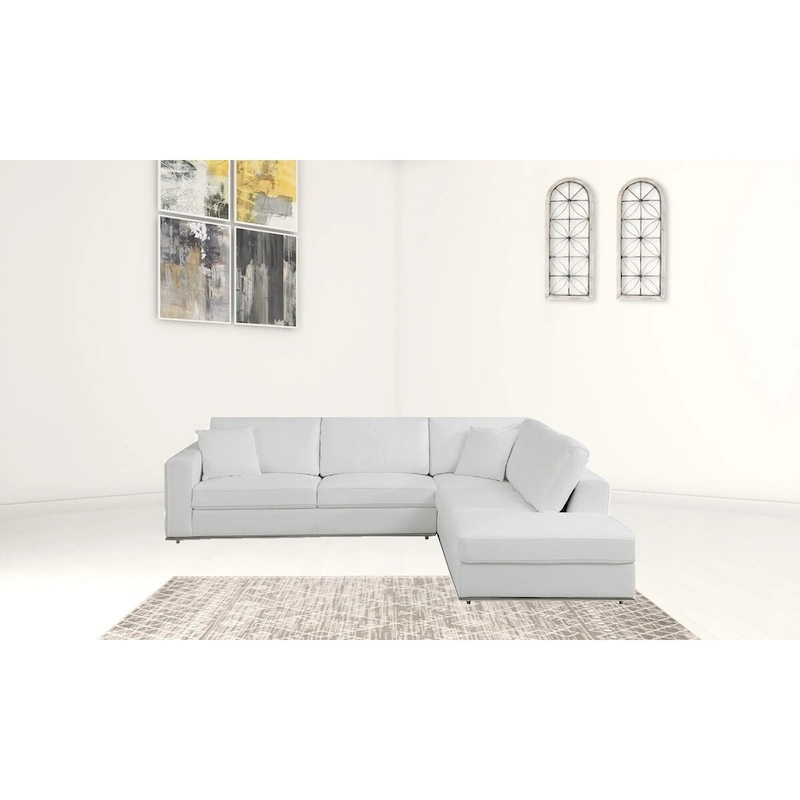HomeRoots White Italian Leather Reclining L Shaped Two Piece Corner Sectional - 117