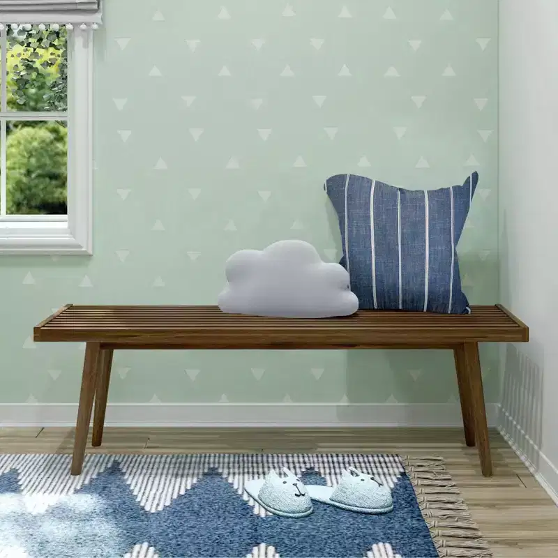 Mid-Century Solid Wood Bench – Black/Clay/Natural/Pecan/Teal/Walnut/White/Yellow – Seats 1