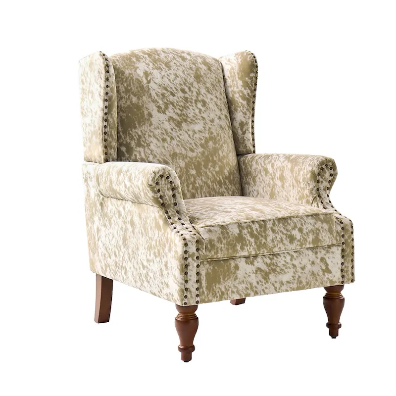 Ivan Traditional Animal Pattern Armchair with Nailhead Trim by
