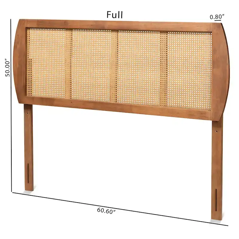 Harris Ash Walnut Wood and Synthetic Rattan Headboard