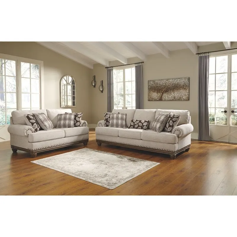 Harleson Traditional Wheat Brown Loveseat with Nailhead Trim