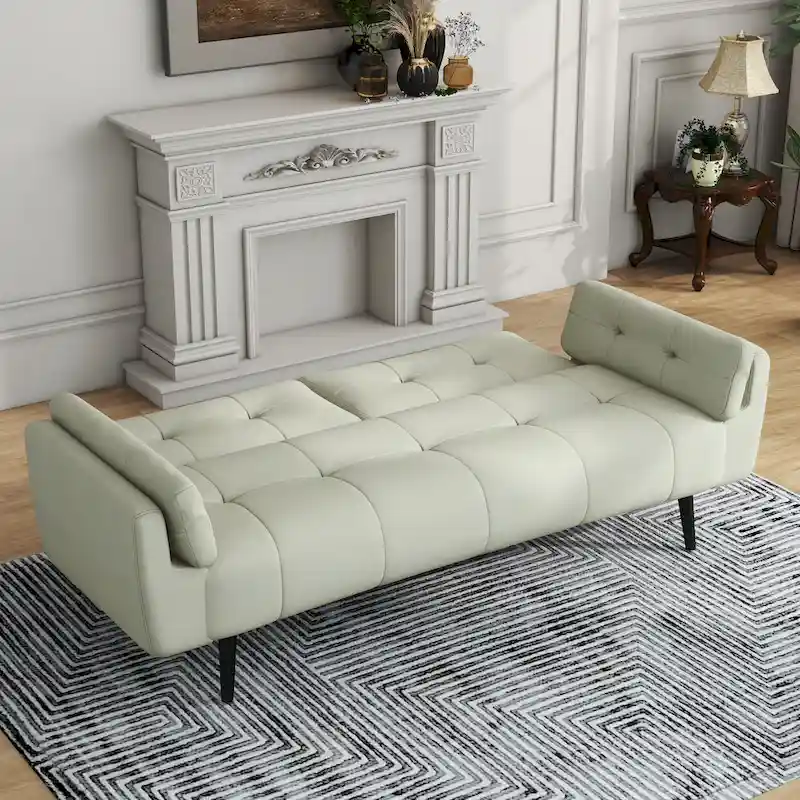 75 Convertible Sleeper Futon Sofa Bed With Adjustable Tufted Back