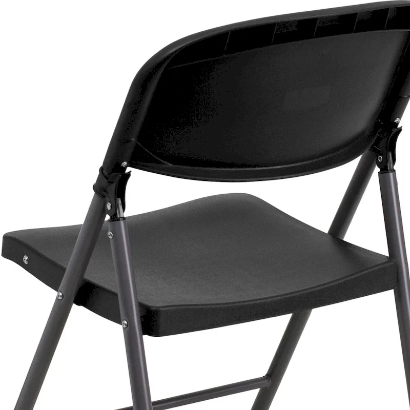 2 PK 330 lb. Capacity Plastic Folding Chair with Charcoal Frame