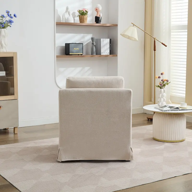 Modern 29.92  Chenille 360 Swivel Accent Chair with Solid Wood Frame and Removable Back Cushion