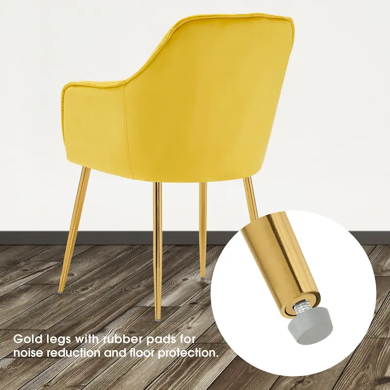 ivinta Tufted Dining Chairs Set of 2, Accent Chair with Solid Gold Plated Legs