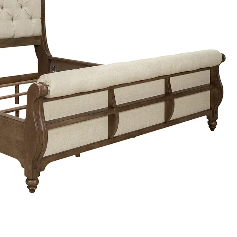 Americana Farmhouse Dusty Taupe King Sleigh Bed