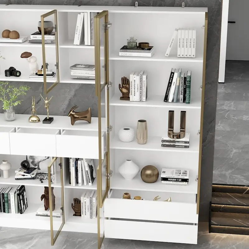 Sleek Tall Modular Display Cabinet with LED Lighting