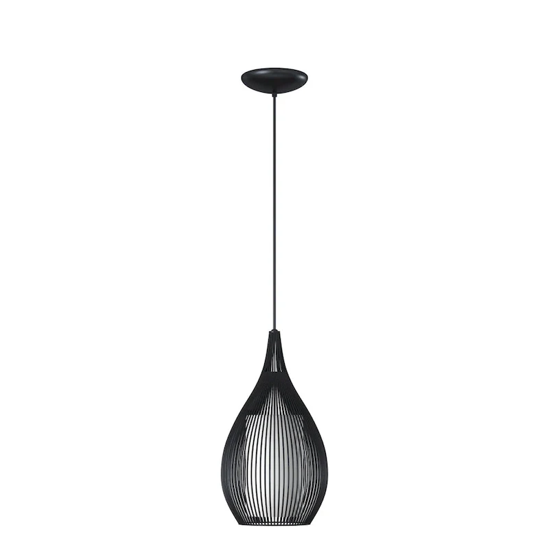 Eglo Razoni 1-light Black Mini Pendant with Opal Glass