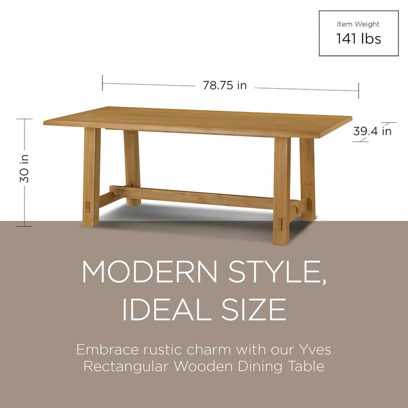 Rectangular Wooden Dining Table (Weathered Black Finish)