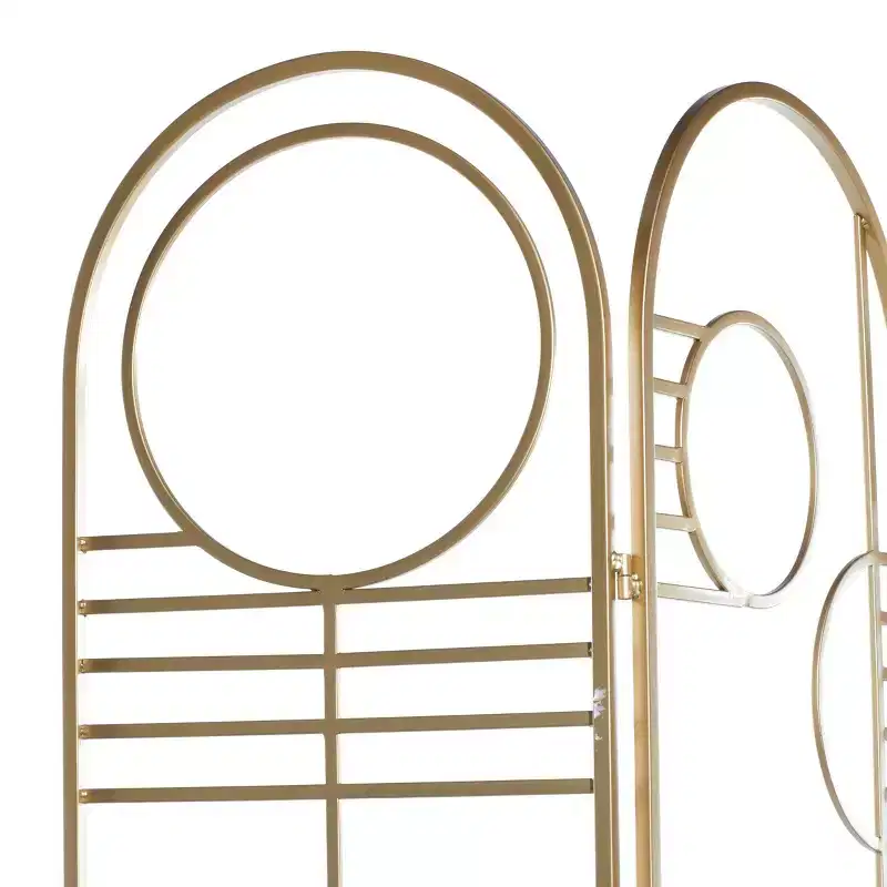 Modern Metal Room Divider Screen Gold - Olivia & May: Iron Frame, No Assembly, 3-Panel Design