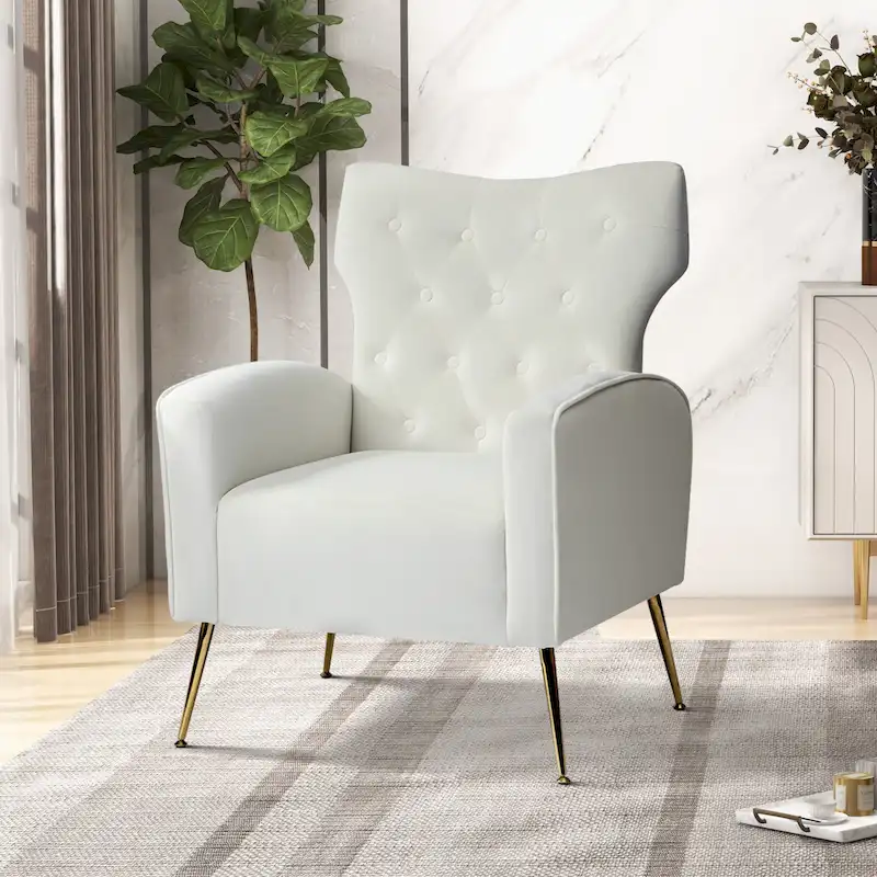 Abadiana Accent Tufted Chair with Metal Base by HULALA HOME