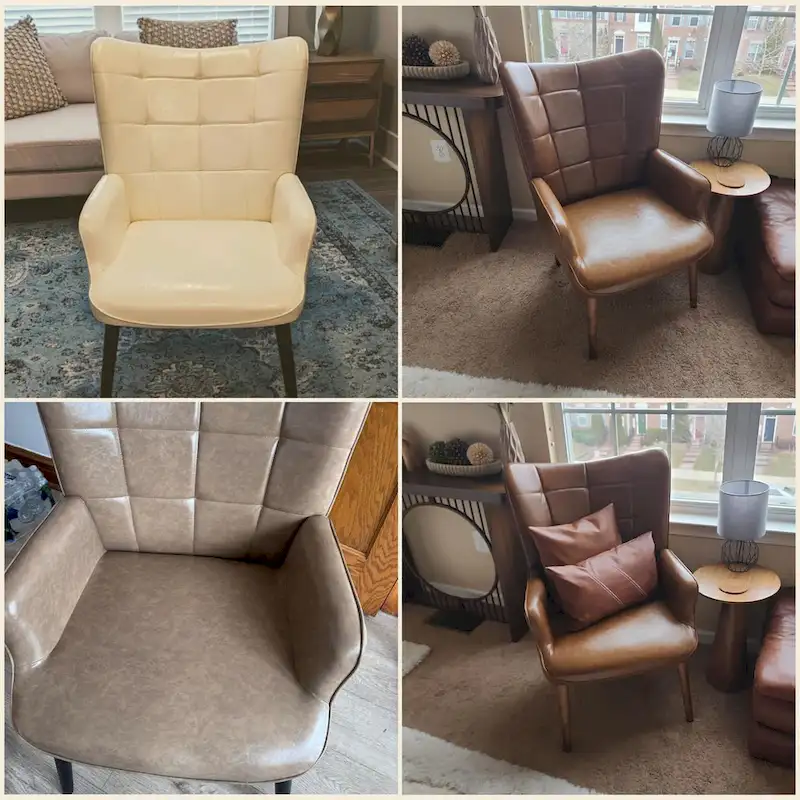 High-back Tufted Accent Chair Set of 2 Cream/ Brown/ Taupe