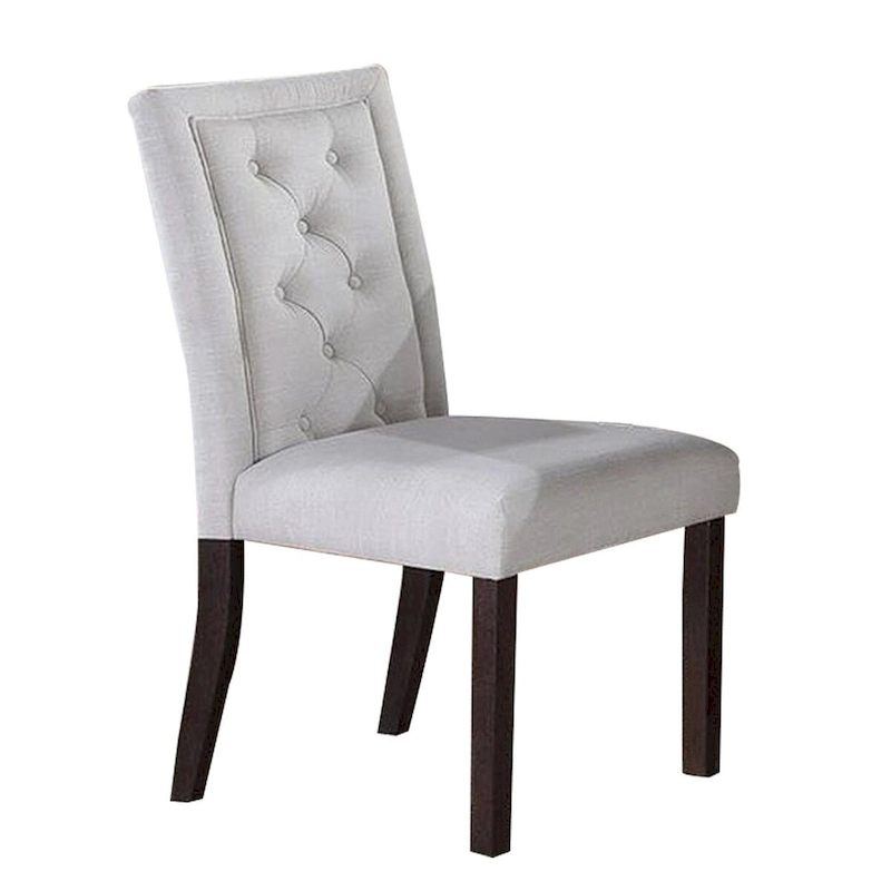 26 Inch Wood Dining Chair with Button Tufted Padded Back, Set of 2, White
