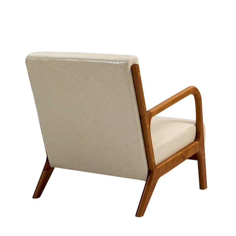 Mid-Century Modern Upholstered Accent Chair with Wood Frame