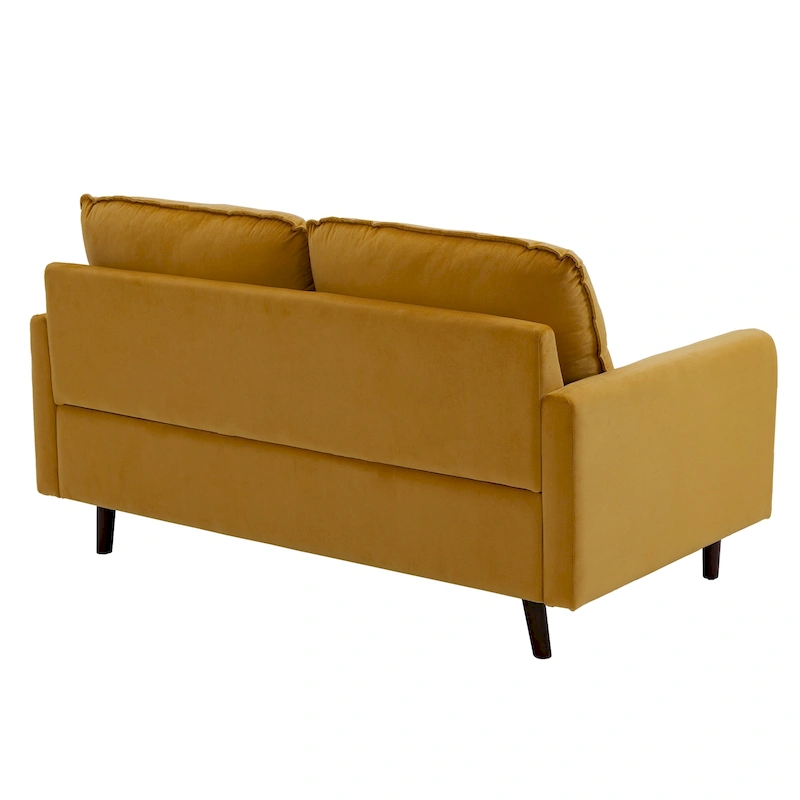 Modern Loveseat Velvet Wood Legs Sofa