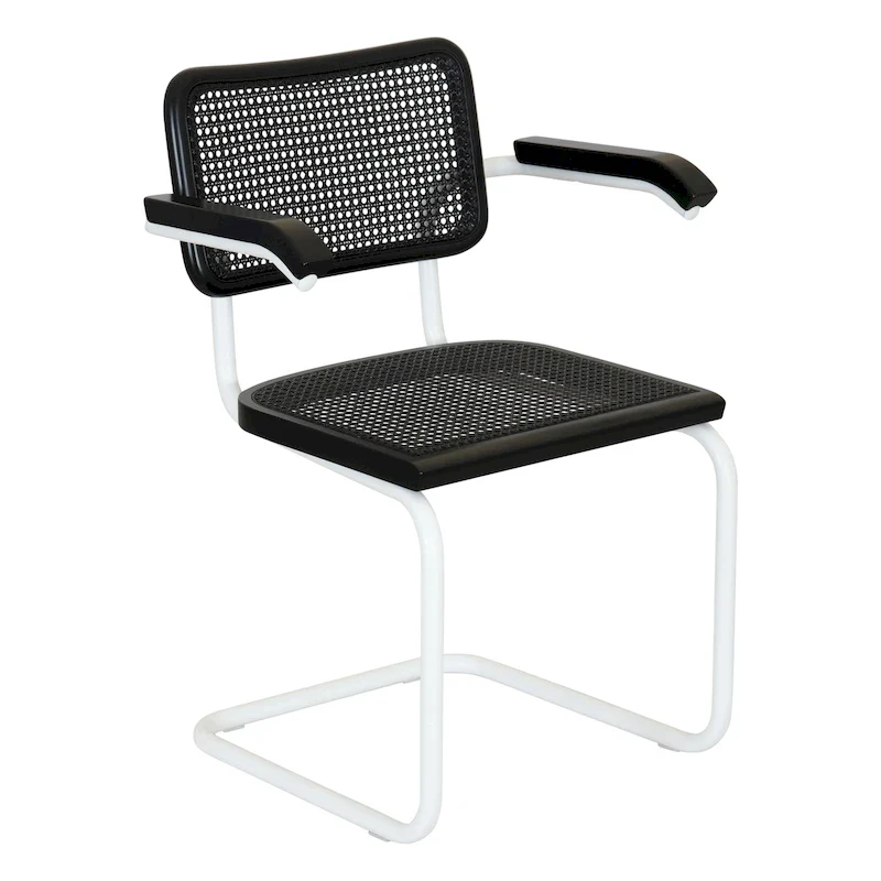 Marcel Breuer Cesca Cane Cantilever Armchair Arm Chair w/ White Steel Frame (Various Wood & Cane Colors)