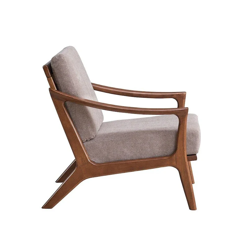 Wooden Accent Chair with Removable Cushion in Light Brown and Brown