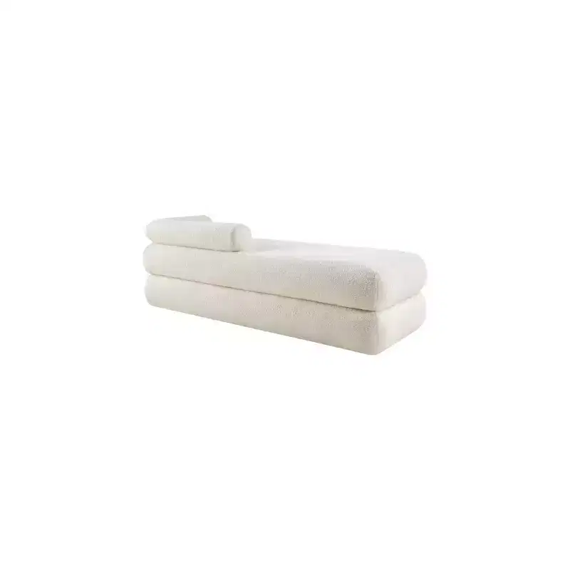 Meridian Furniture,Kennedy Faux Shearling Teddy Fabric Bench