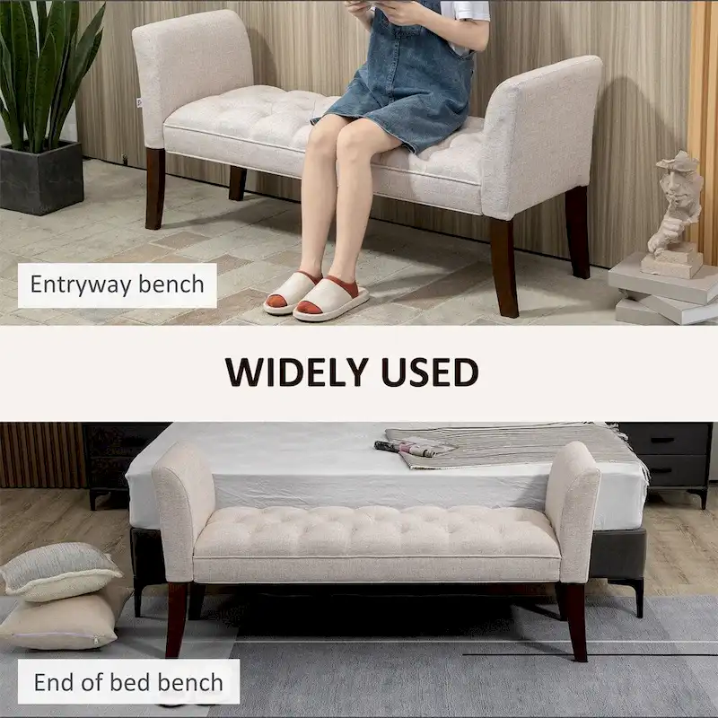 End of Bed Bench with Button Tufted Design,Upholstered Entryway Bench