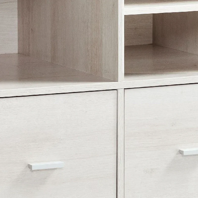 31 Inch File Cabinet Printer Stand Table with 2 Drawers, Oak White