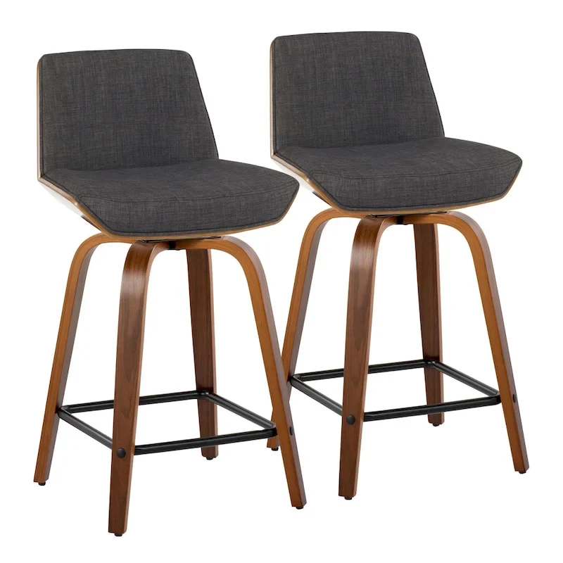 Carson Carrington Clemens 24 Fixed-Height Counter Stool with Bent Wood Legs & Square Footrest (Set of 2)