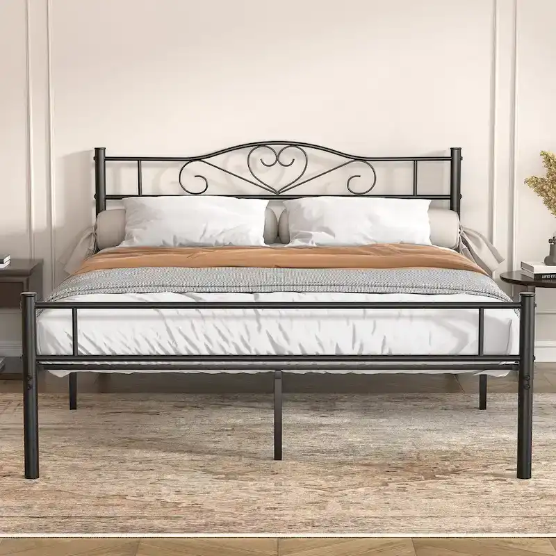 Javlergo Metal Platform Bed Frame with Modern Headboard, No Box Spring Needed