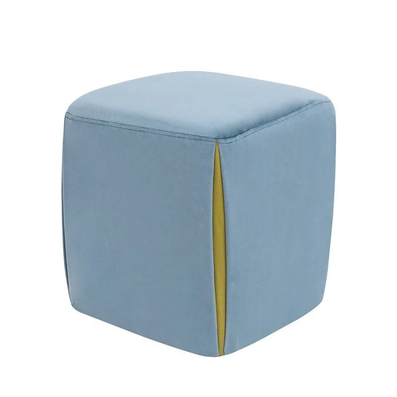 Adeco 14 Small Ottoman Footrest Stool- Velvet Seating Stool Ottoman