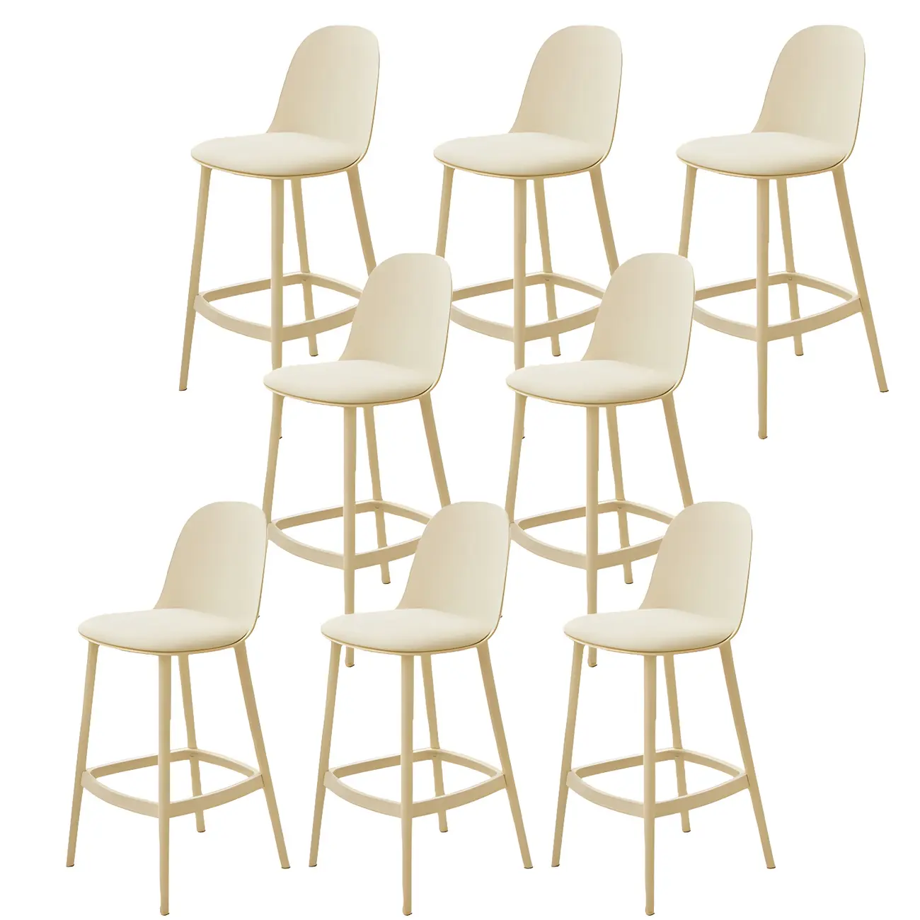 Modern Plastic Upholstered Bar Stool with Footrest