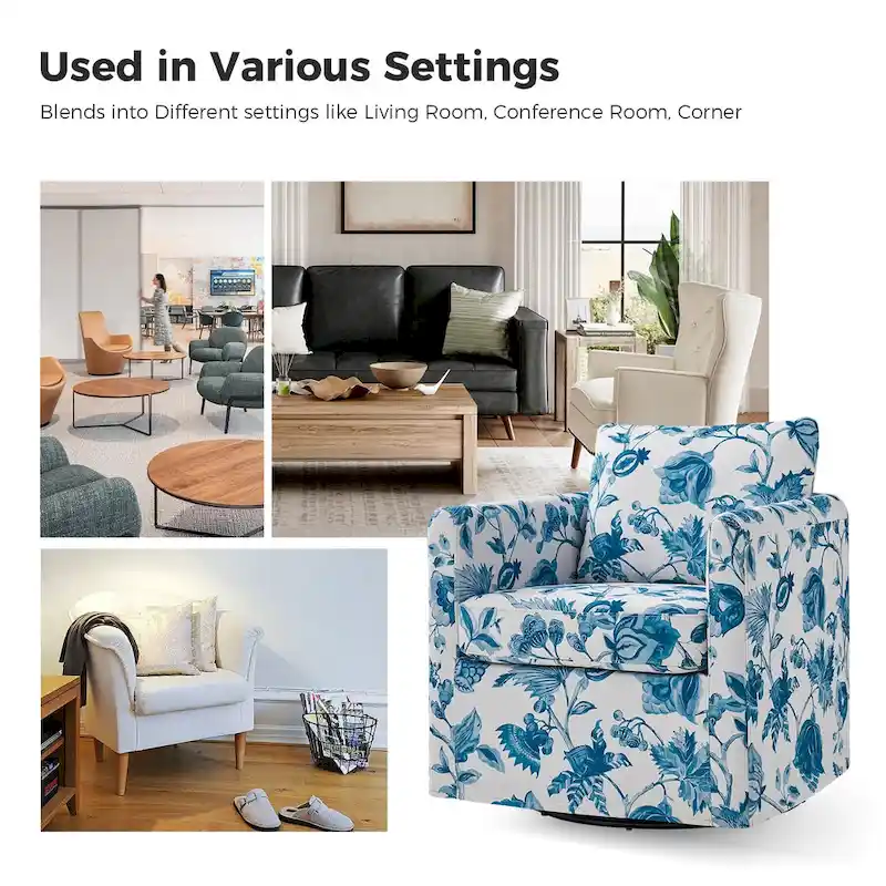 Erkenbald Modern Slipcovered Swivel Chair with Removable Cushion by HULALA HOME