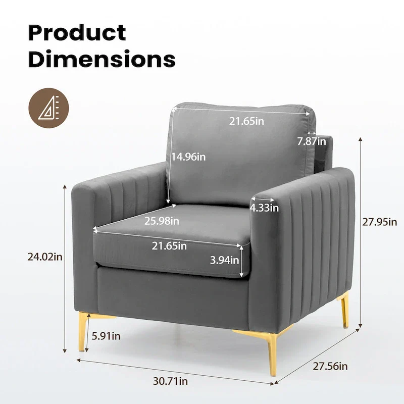 Pellebant Modern Upholstered Accent Armchair Club Chair